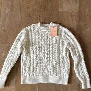 NWT Pearl by Lela Rose Cotton Cable Knit Sweater